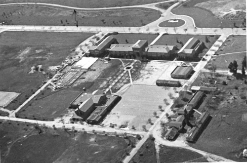 archival aerial photo of Sacramento City College