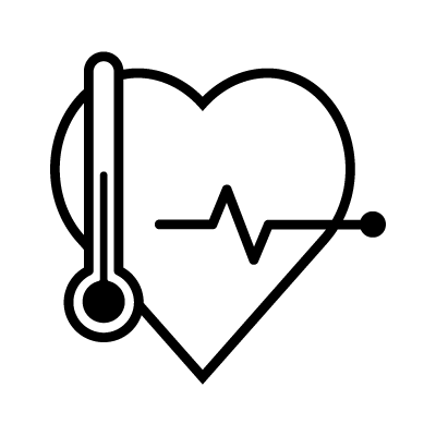 icon of vital signs with temperature and heart rate