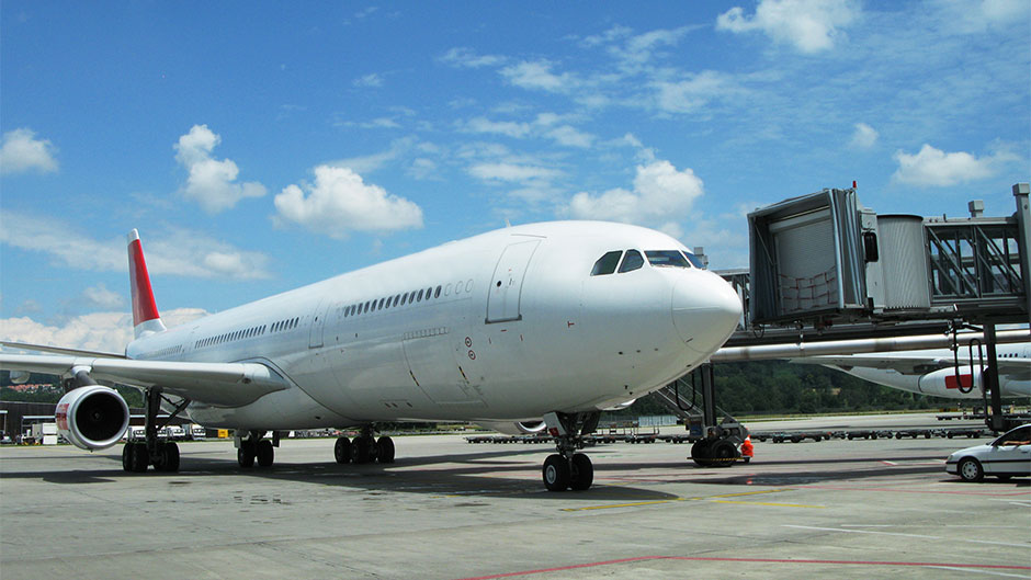 An airplane on a tarmac